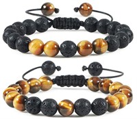 Tiger Eye Lava Rock Bracelets (2pc) For Men