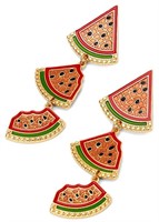 Watermelon Linear Drop Earrings 2"