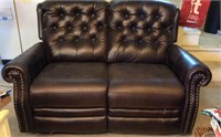 Two Seat Electric Reclining Sofa Tufted Brown