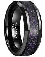 Black Tungsten Carbide Celtic Dragon Purple Fiber