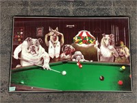 Dogs playing pool wall art
