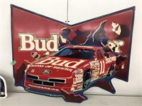 Bud racing metal sign