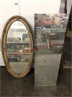 Framed oval mirror 46" tall, 1 mirror 16" x 48.5