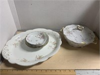 Floral China Lot - Large Oval Hanley England Meat