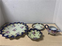 4 pcs of Hand-painted Blue Nippon China including