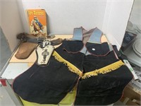 Vintage Child's Cowboy Holster, Chaps And Vest