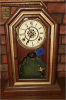 Mitre top rosewood kitchen clock w/bakers alarm