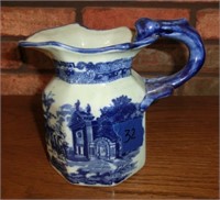 Blue transferware ironstone milk pitcher