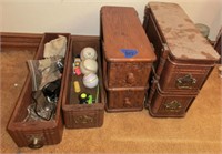 ornate sewing machine drawers w/contents