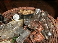 Basket of salt shakers and more