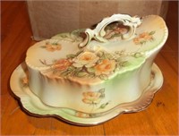 R. S. Prussia ornate covered cheese dish