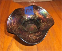 5" Fenton amethyst Hollyberry Carnival glass bowl