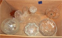 misc pressed & cut glass items