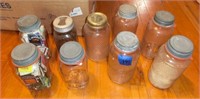 5 Old Judge Coffee jars & other fruit jars