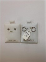 2 Pair of 14k white gold Earrings (1) pair are