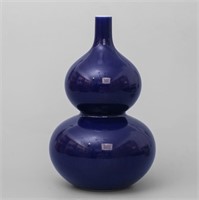 Sapphire Blue Glaze Double-Gourd Bottle Vase
