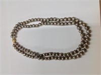 14k yellow gold double strand Gray Pearls,