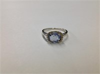 Vintage 14k white gold light blue sapphire &