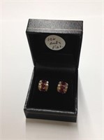 10k gold Ruby & Diamond  Pierced Earrings