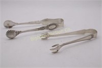 Vintage Sterling Silver Small Tongs 2pc lot