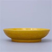 Yellow Glaze Incised Plate