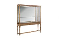 FINE FRENCH BRONZE & CARVED WOOD ETAGERE