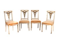 FOUR FRENCH DIRECTOIRE PAINTED SIDE CHAIRS