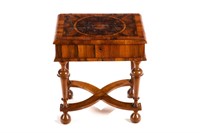WILLIAM & MARY OYSTER VANEERED BOX ON STAND