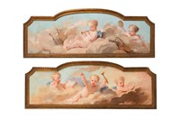 PAIR OF LATE 19th C PAINTED PANELS