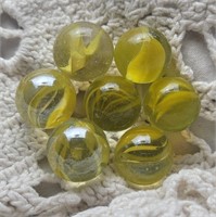 7pc Yellow Ribbon Marbles
