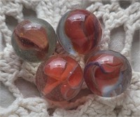 4pc Red Ribbon Marbles