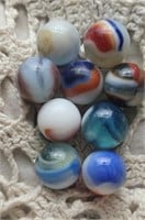 9pc. Red White & Blue Marbles