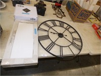 3 BOXES OF TILES & LARGE WALL CLOCK