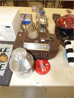 OLD RADIO, PEWTER TEA SET, AND MORE