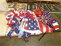 LARGE LOT OF USA FLAGS & BOWS & STARS & STRIPES