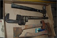 Hammers, axe and wrench, folding saw horse