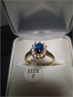 Blue round Stone ring size 7