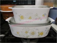 (2) Corning Ware casseroles Floral Bouquet