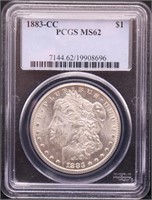 Graded 1883 Carson City Morgan silver dollar