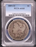 Graded 1889 Carson City Morgan silver dollar
