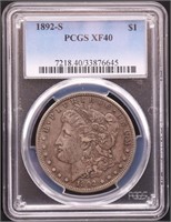 Graded 1892S Morgan silver dollar