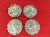 1957 D, 61 D, 62 D, 63 D WASH. QUARTERS 90%