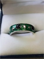 Green and silver ring