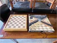wood case multi game board w/ box
