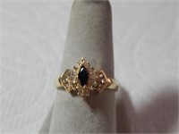 Beautiful Sapphire & Diamond Ring 10K Gold sz 7