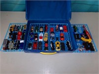 Case with hot wheels cars