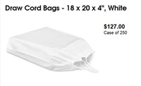Draw Cord Bags - 18 x 20 x 4", White (case of 250)