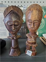 2 Wooden Carved Tribal Figures