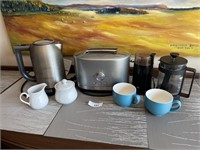 Kitchen aid kettle and toaster. Bodum & grinder