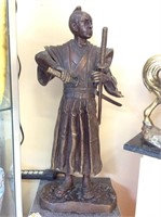 J. Moignier Bronze Samurai Statue 33in H. Sword